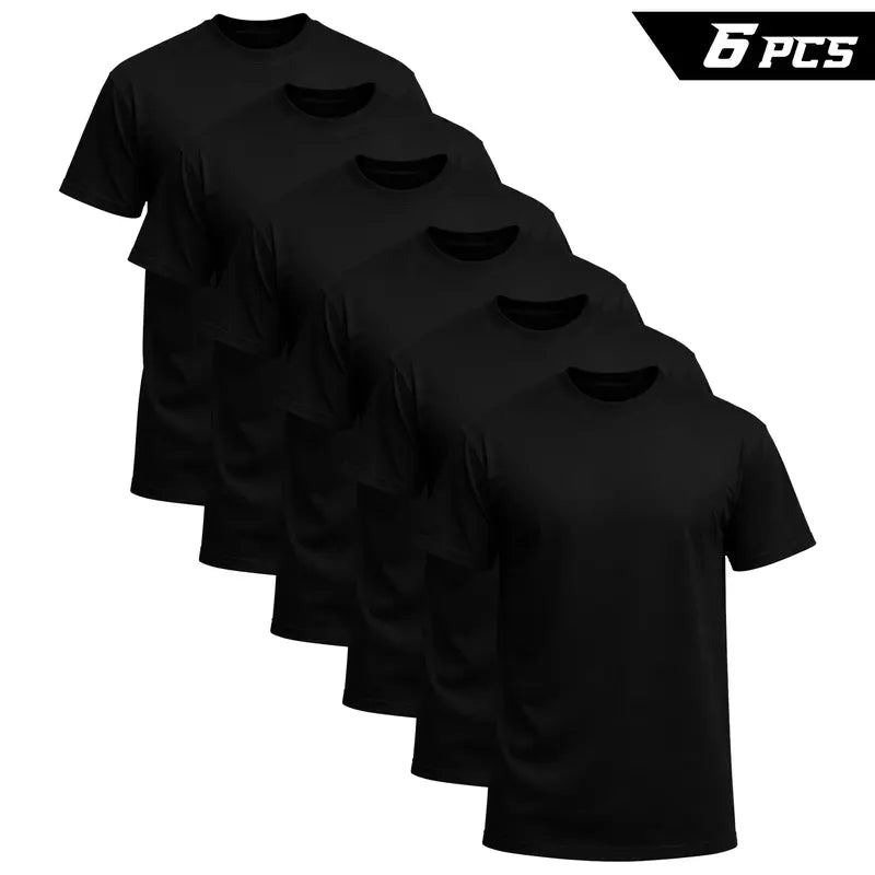 12-Pack Men's Black Crew Neck T-Shirts – Soft Cotton Blend Tees