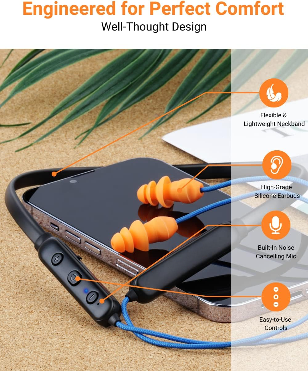Noise Reduction Wireless Neckband Headphones