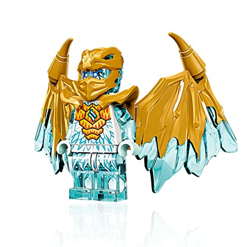 LEGO Ninjago Crystalized Golden Dragon Combo Set: Cole Jay Zane and Kai Minifigures with Weapons, Blue