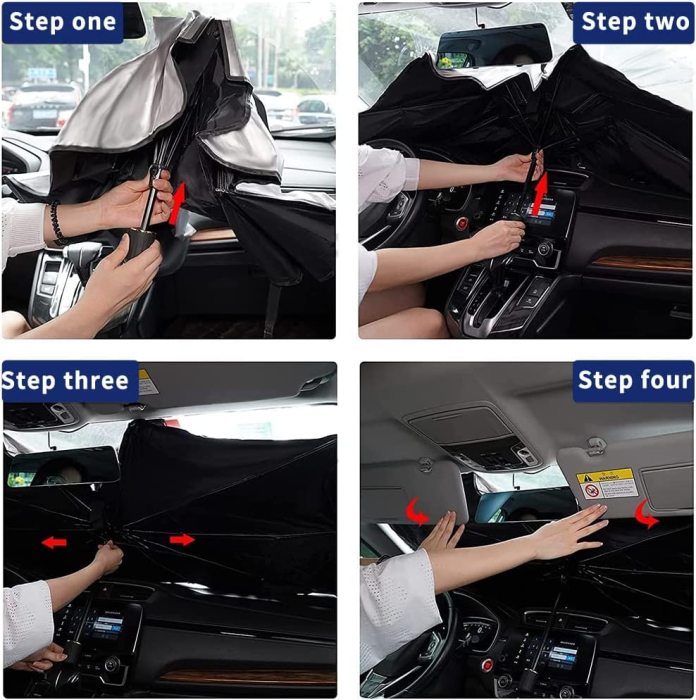 ☂️ Umbrella Windshield Sun Shade – Foldable UV & Heat Protection for Cars